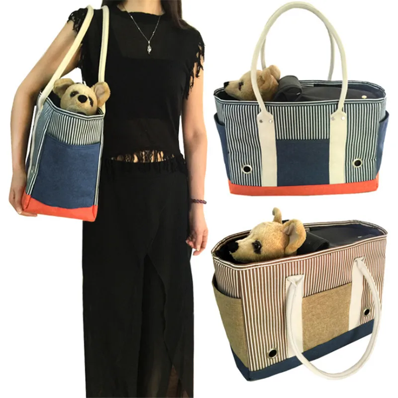 

Pet Backpacks Dogs Outdoor Fashion Stripes Shoulder Bags Collapsible Backpacks Pet Handbags