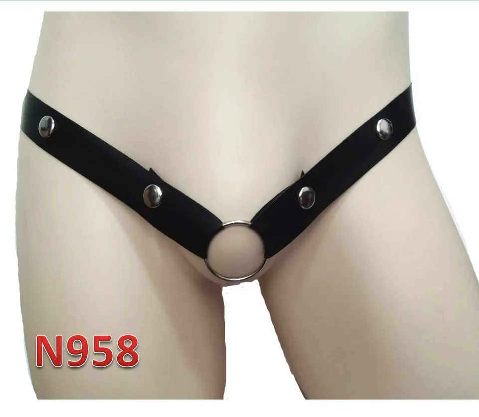 Sexy Men Gay Panties Lingerie Faux Leather G-string with Cock Ring Briefs Jock Strap Thongs Bikini Sissy Erotic Underwear mens gstrings