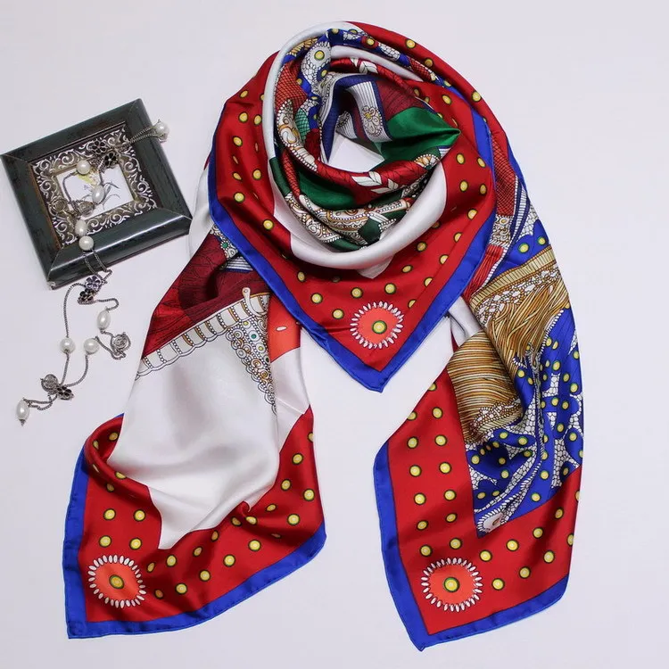 Высококачественный шелковый шарф с принтом, квадратные шарфы, модная одежда для шеи, аксессуары, шарфы, Прямая поставка FJ83