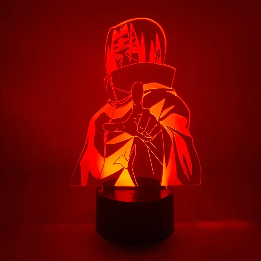 Фигурка Наруто Uchiha Itachi светодиодный 3D ночник изменяющийся акриловый визуальная