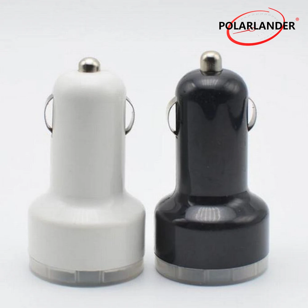 car charger phone USB for smartphone Android phone  Camera Mini Dual 2 Port USB Car Power Charger Adapter 2 color