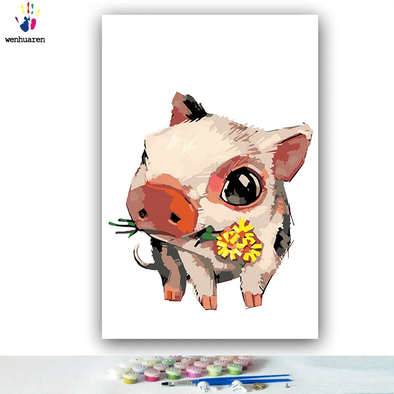 DIY Раскрашивание картины по номерам с цветами окрашенные животные милые животные картина рисунок по номерам Обрамленный дом - Цвет: 0464