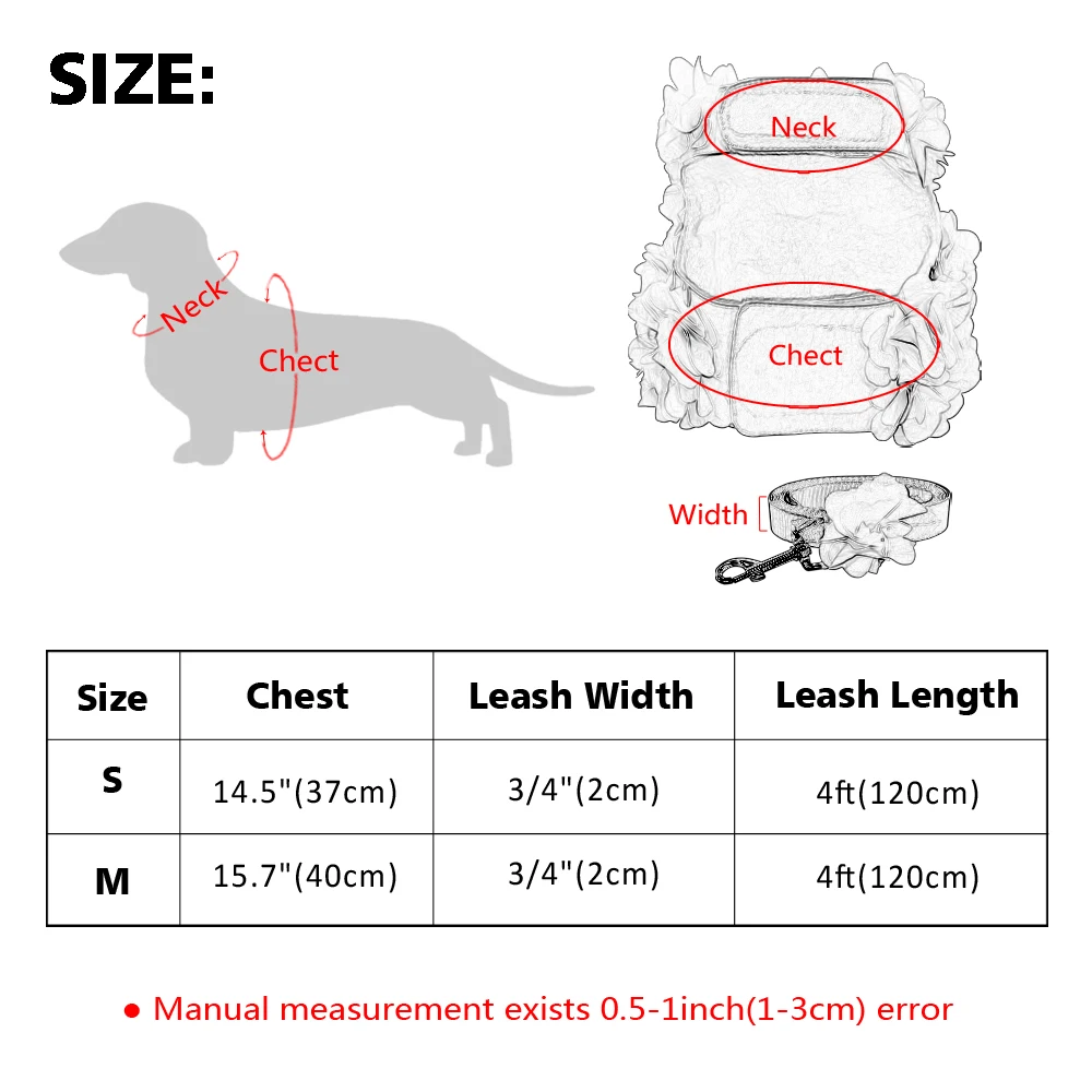Милый питомец щенок собака жгут поводок набор Регулируемый розовый цветок маленькие собаки кошка сбруя-жилет нагрудный ремень для Чихуахуа Тедди s m