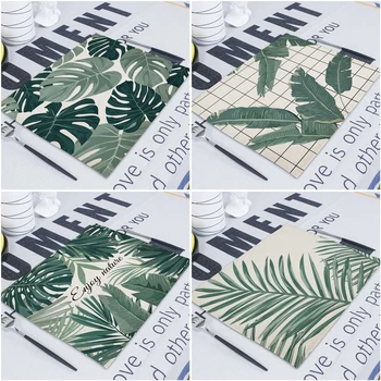 

Tropical Plant Dining Napkin Fabric Napkins Matting Wedding Napkin Linen Cloth Serving Table For Weddings Tea Towels For Kitchen