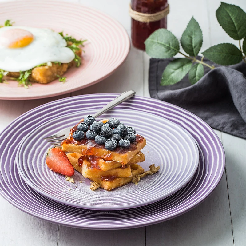 

Ceramic Plate Round Dish Food Tray Simple Solid Dinner European Steak Western Dessert Salad Pasta Plate Tableware Christmas 1pcs