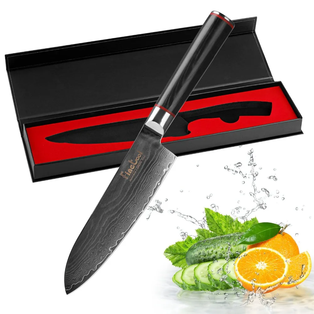 7-дюймовый Santoku ножи Кухня ножи японский Дамаск VG10 Сталь лезвие Ультра Sharp Овощной Santoku Ножи рукоять из микарты