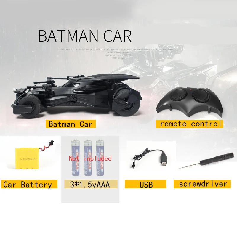 1:18 RC 2,4G Бэтмен автомобиль детская Рождественская игрушка перезаряжаемая машинка с дистанционным управлением Лига Справедливости