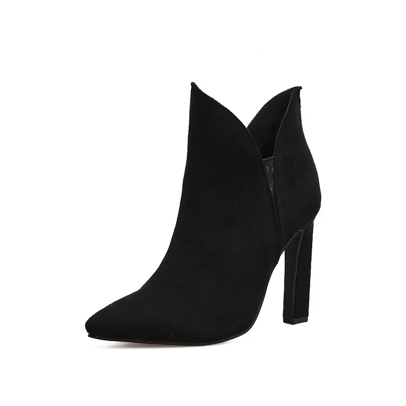 

2019 autumn and winter new boots fashion suede Chelsea foreign trade matte women's booties black ljj 0216