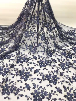 

African lace fabric high quality french lace embroidered tulle sequins lace fabric Bridal Nigerian lace fabrics FFL7-1