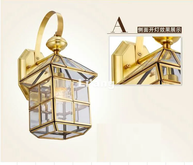 New Arrival Antique Brass Wall Lamp Outdoor LED Design Glass Wall Sconce Brass color Wall Lighting Lamp Wall Brackets Lighting