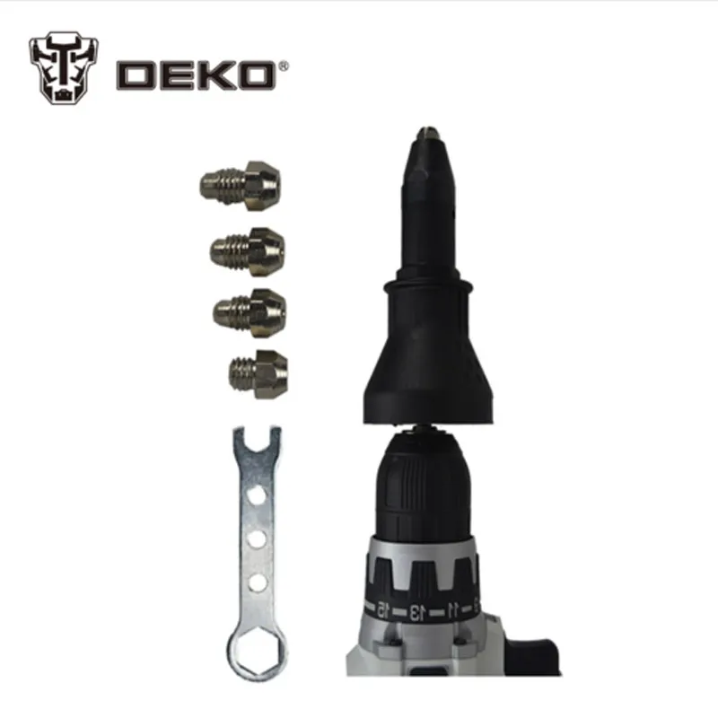 DEKO Electric Rivet Nut Gun Riveting Tool Cordless Riveting Drill Adaptor Insert Nut Tool
