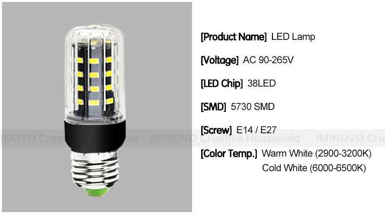 Светодиодный светильник E27 лампа E14 Светодиодный лампа "Кукуруза" 20 30 46 81 100 светодиодный s лампада SMD5730 220V кукурузы лампы, люстры свечи Точечный светильник домашний декор