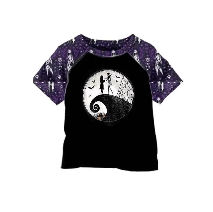 

Summer Black Boy Short Sleeve Halloween Jack Short Sleeve Boy Raglan Sleeve