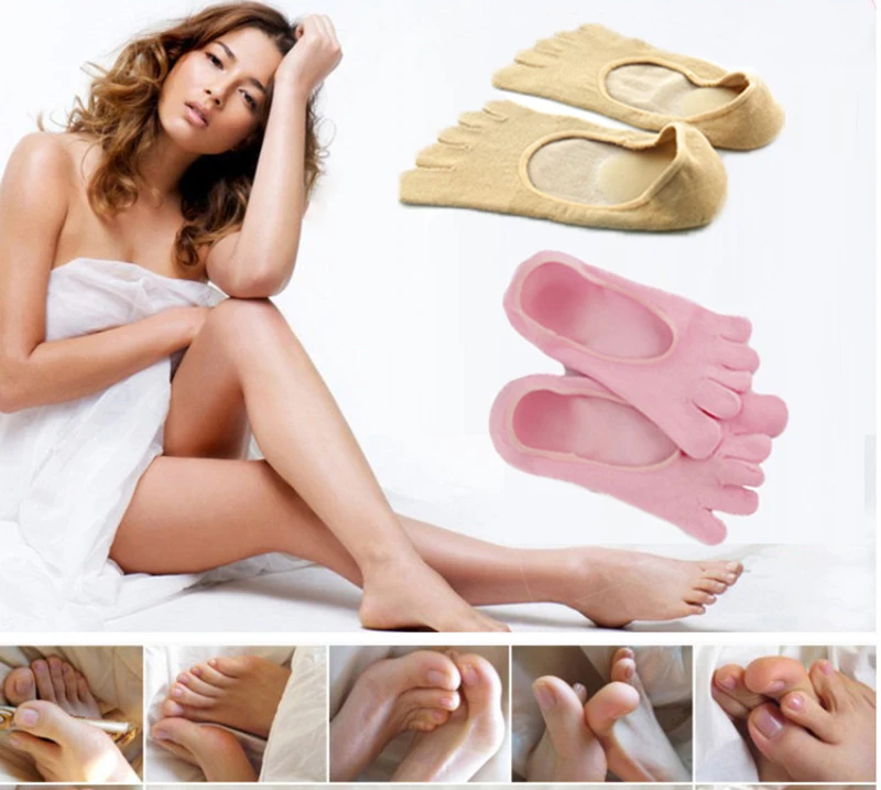 Мягкие Спа-гелевые носки-лодочки для ухода за ногами, женские носки с 5 пальцами, женские увлажняющие педикюрные носки с защитой от трещин и кожи, 1 пара