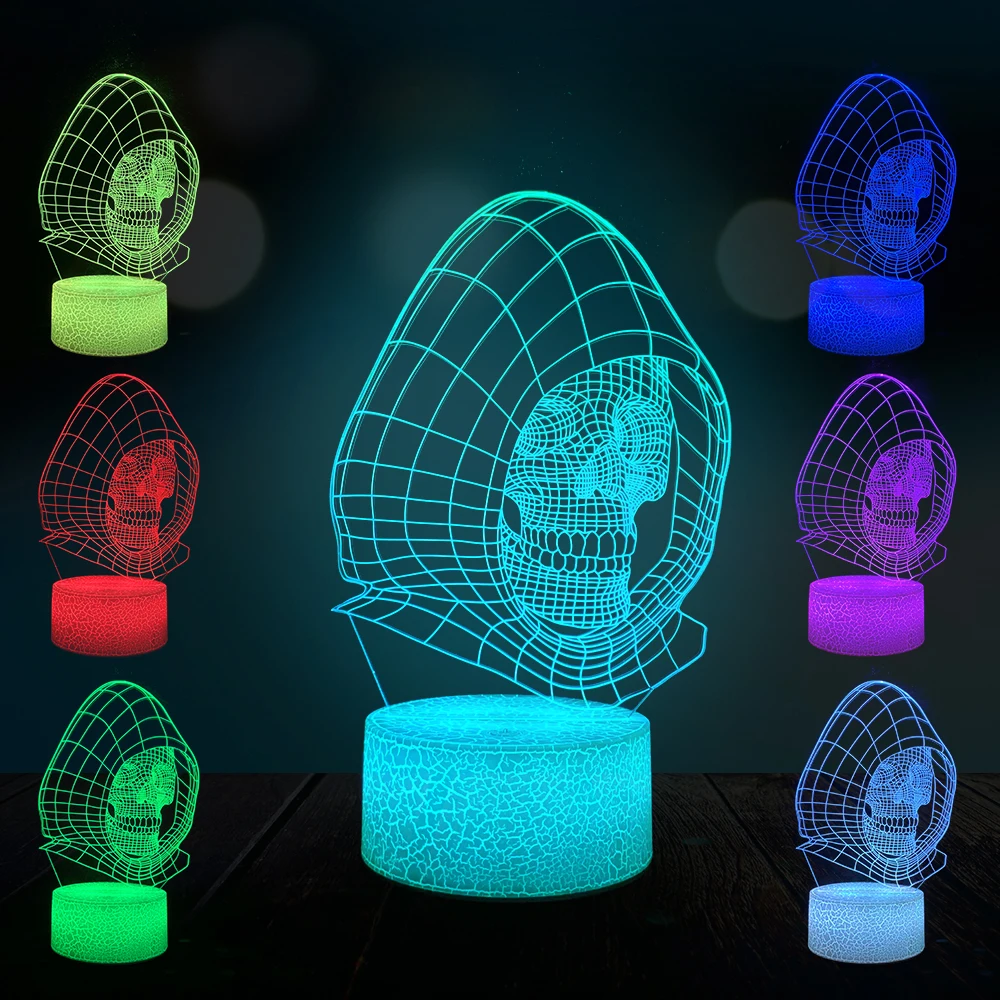 3d лампа с капюшоном и черепом светодиодный ночсветильник настроения USB мульти