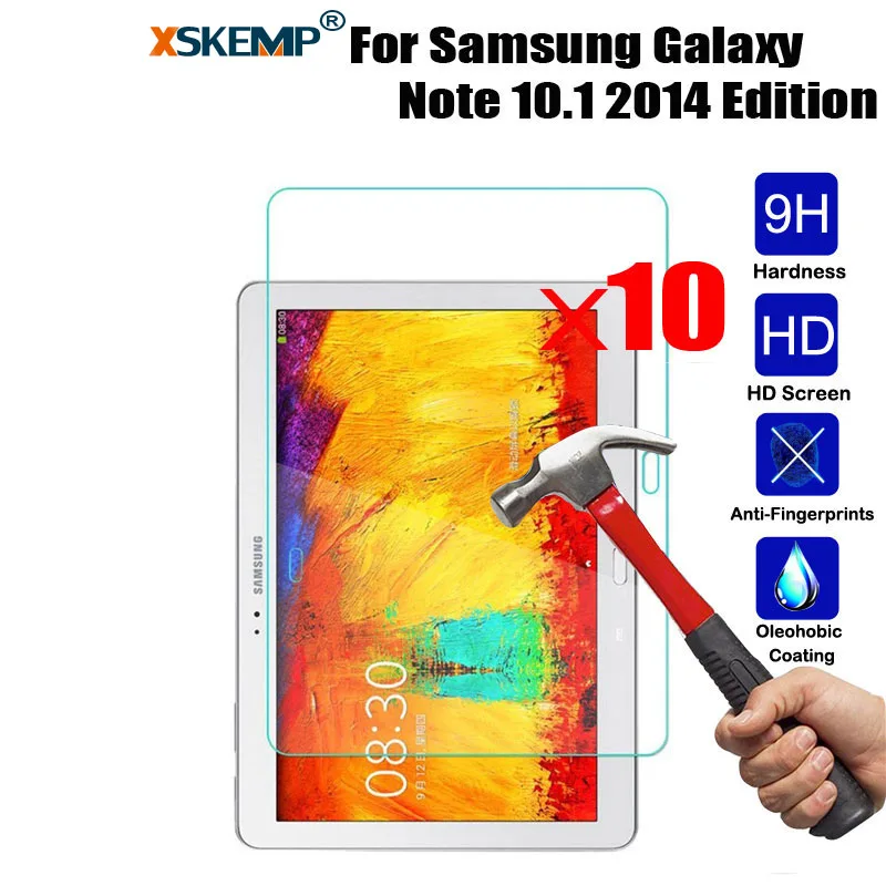 Xskemp 10 шт./лот ЖК-дисплей закаленное Стекло Экран протектор для Samsung P600 \ Galaxy Note 10.1 2014 издание Планшеты прозрачной защитной плёнки