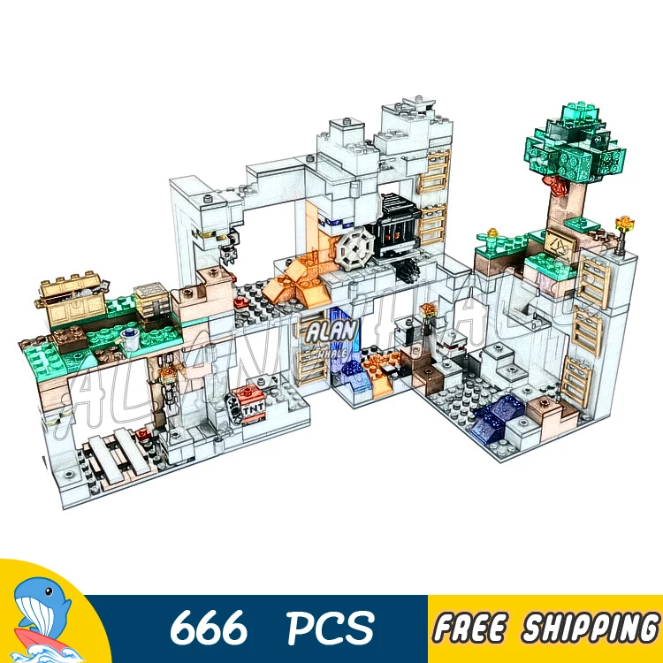 666 шт My World The Bedrock Adventures Overworld Mine 10990 модель строительные блоки Детские Кирпичи