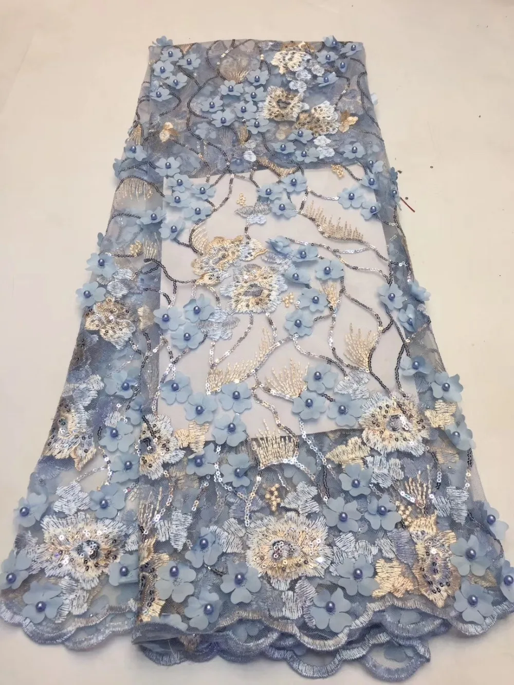 JOYCE-5606 latest luxury Nigerian Embroidered Lace Fabric with beads 3D flower African French | Дом и сад