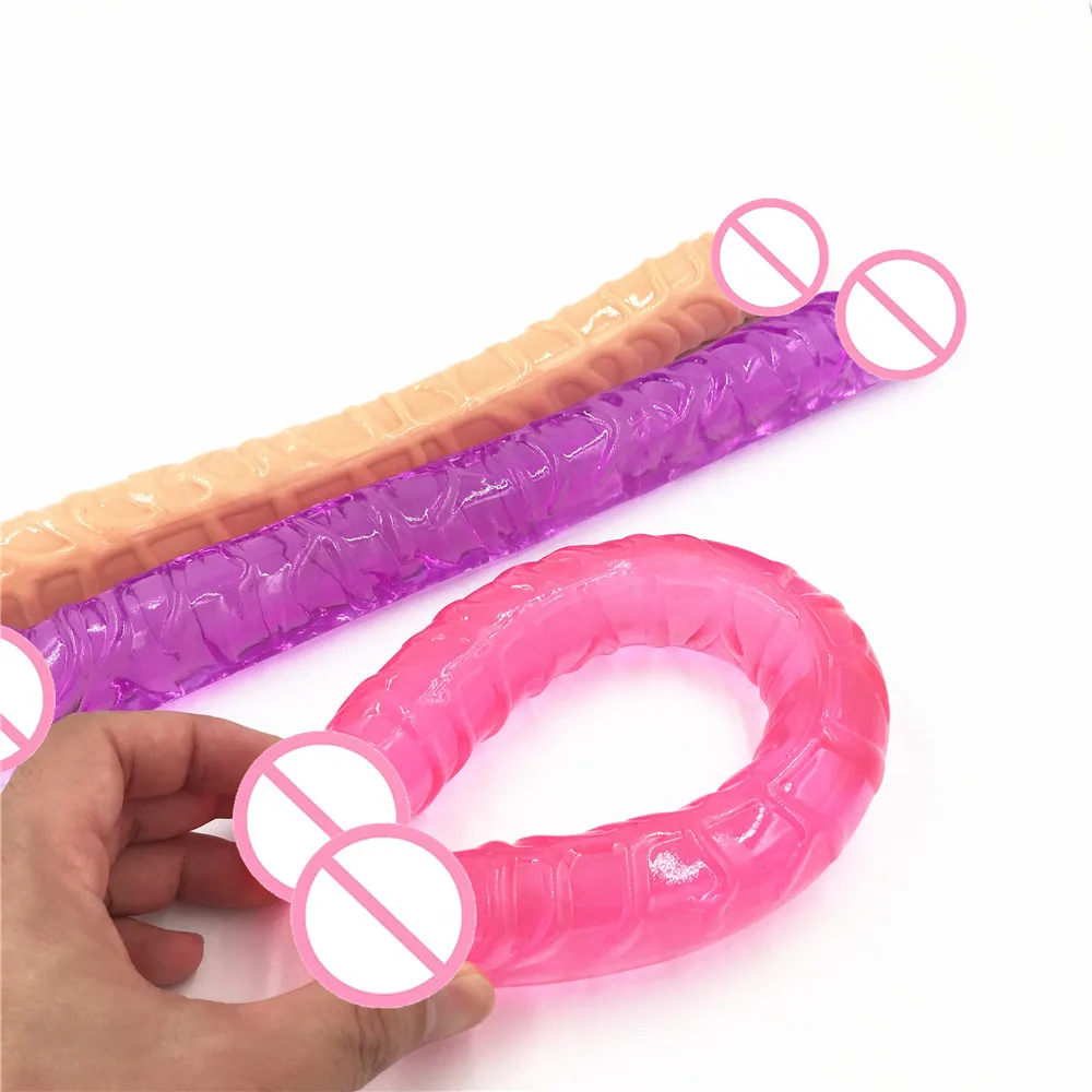 Long Dildos 370mm Flexible Soft Jelly Vagina and Anal Double Ended Dong Sex Toys Erotic Adult Products sex toys