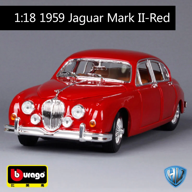 Bburago 1:18 1959 jaguar mark 2 red car diecast Классическая модель автомобиля авто старая версия для