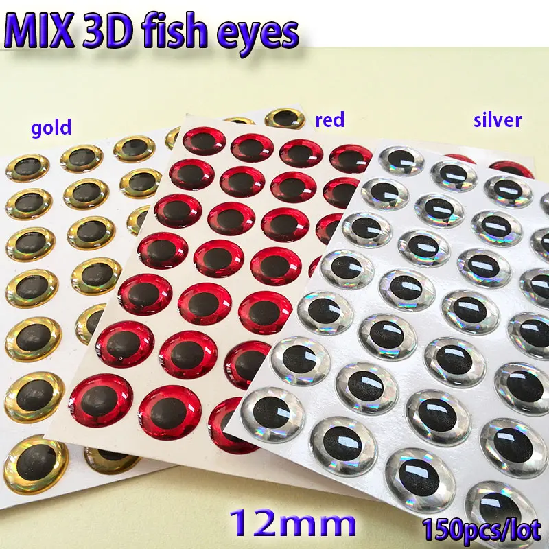2017MIX рыболовная приманка глаза для ловли нахлыстом рыбий глаз материал для завязывания мушек, приманка для наживки серебро+ золото+ красный микс toatl 150 шт./лот