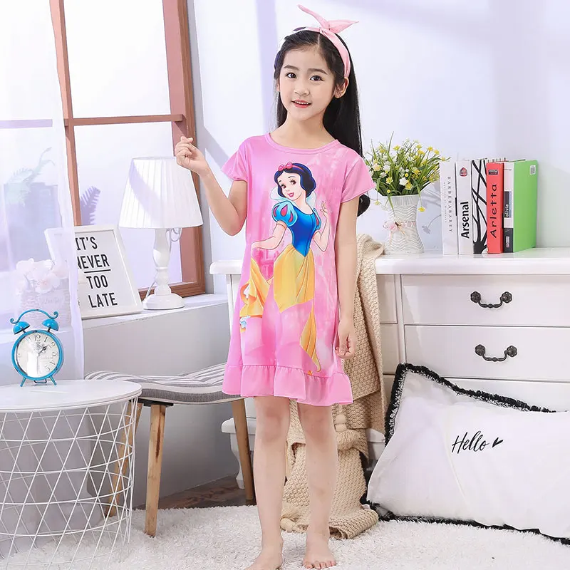 A842 Уютный хлопок рубашки маленьких подростков пижамы для девочек платья Детская Летнее платье с героями мультфильмов Ночная Рубашка домашняя одежда детская одежда для сна - Цвет: style 13