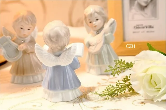 Linda Porcelana Estatueta de Anjo Música Bebê