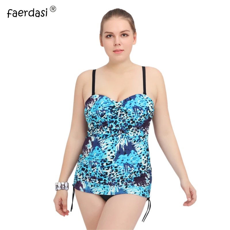 

Faerdasi One Piece Bathing Suit Large Size Monokini Sexy 2017 Print Swimsuit Blue Bodysuit Padded Plus Size Swimwear Women