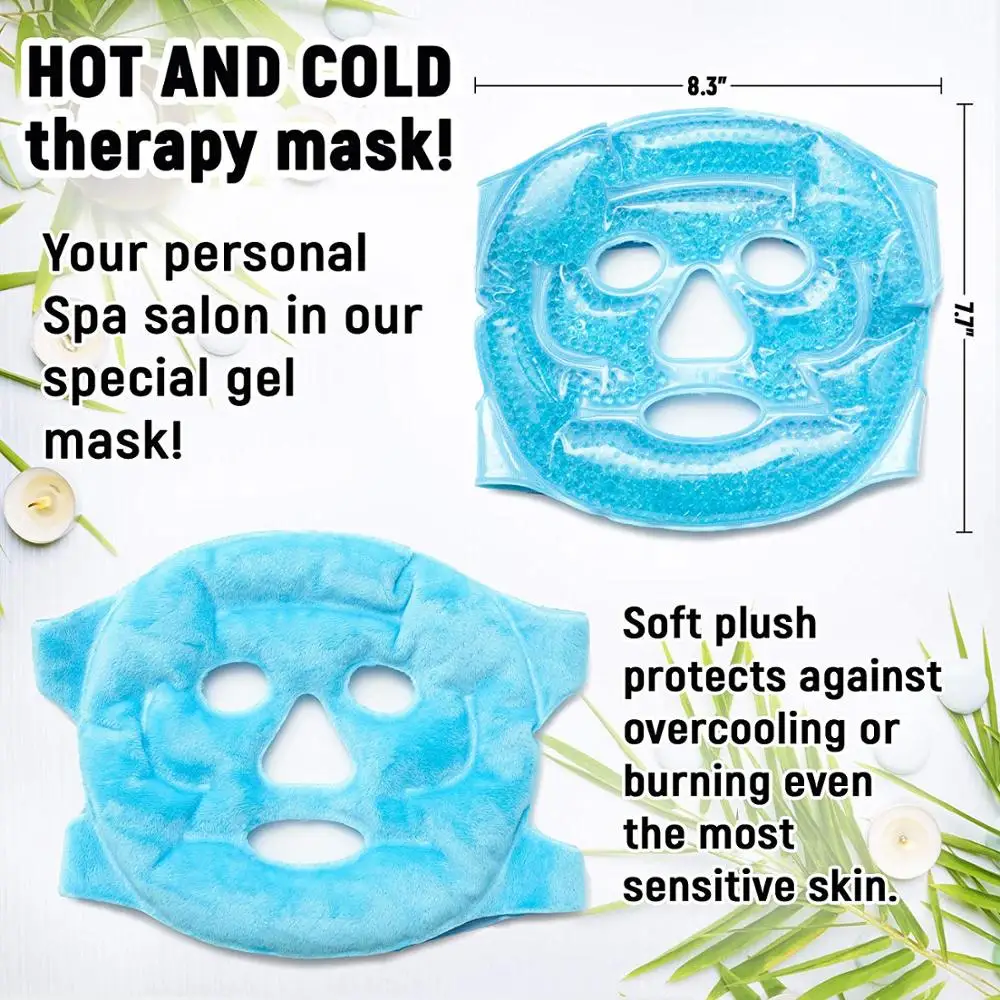 Hot & Cold Gel Face Mask Therapy Gel Bead Full Face Cooling Mask Fatigue Relief Relaxation Pad With Cold Pack Faical Care Tool