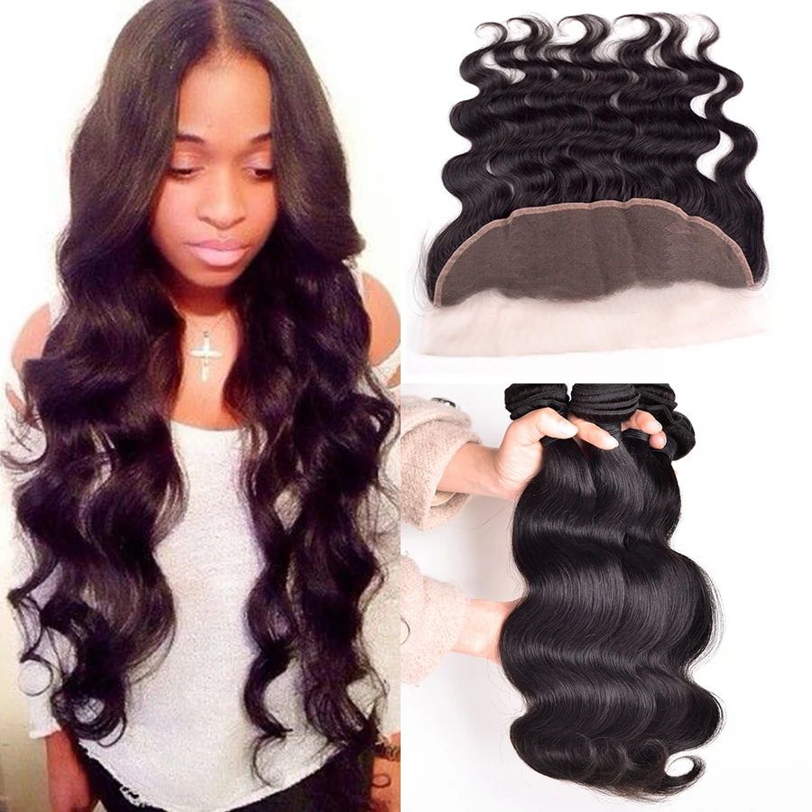 Ear To Ear Lace Frontal Closure With Bundles Peruvian Virgin Hair Body Wave With Closure Human Hair Lace Frontals With Baby Hair
