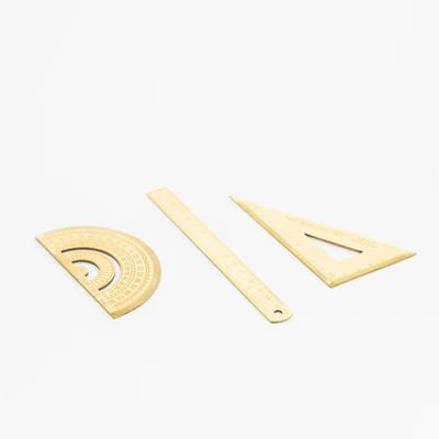 Gold Set 3 шт./компл. канцелярские принадлежности металлическая линейка набор квадратный транспортир для студентов математическая Геометрия из алюминиевого сплава линейка офисная школа - Цвет: Gold Set