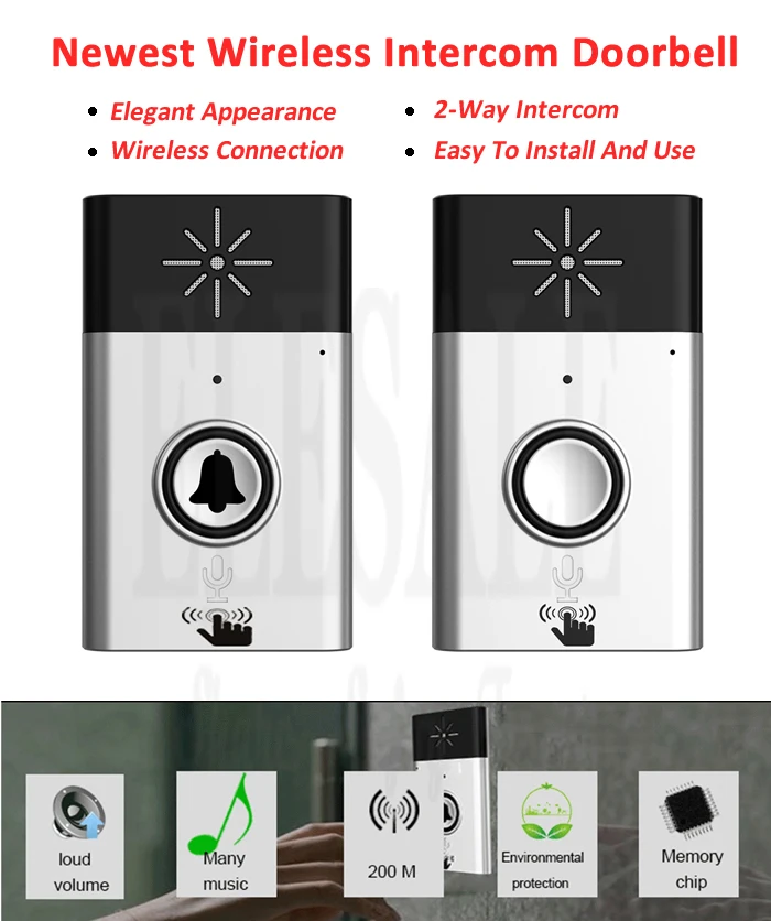 door station New Wireless Doorbell Intercom System Door Phone 2-Way Audio intercom For Home Security And Intercom aiphone intercom