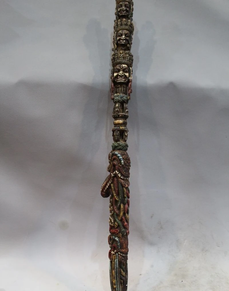 

Old Tibetan Buddhist Bone Dorje Phurpa Pestle Vajra Buddha Head statue