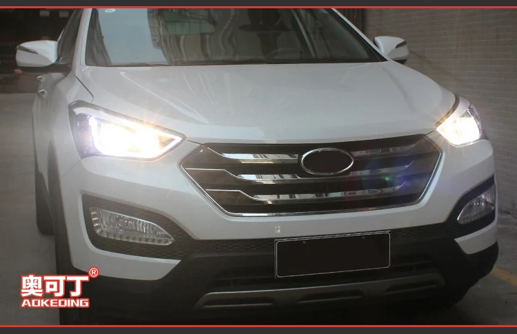 AKD тюнинговые Автомобильные фары для hyundai ix45 Santa fe Santafe 2013 светодиодные фары DRL ходовые огни биксеноновые фары противотуманные ангельские глазки