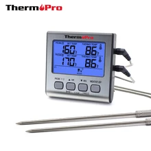 ThermoPro TP17 Цифровой Кухонный Термометр двойной из нержавеющей стали зонды для духовки Мяса термометр с таймером и подсветкой