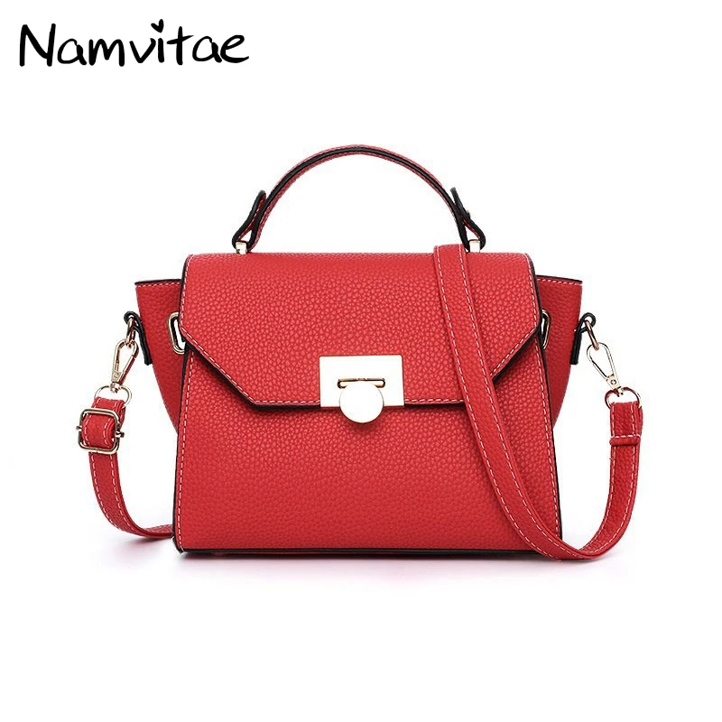 Namvitae Women Leather Handbags Solid Shoulder Bag Ladies Purse