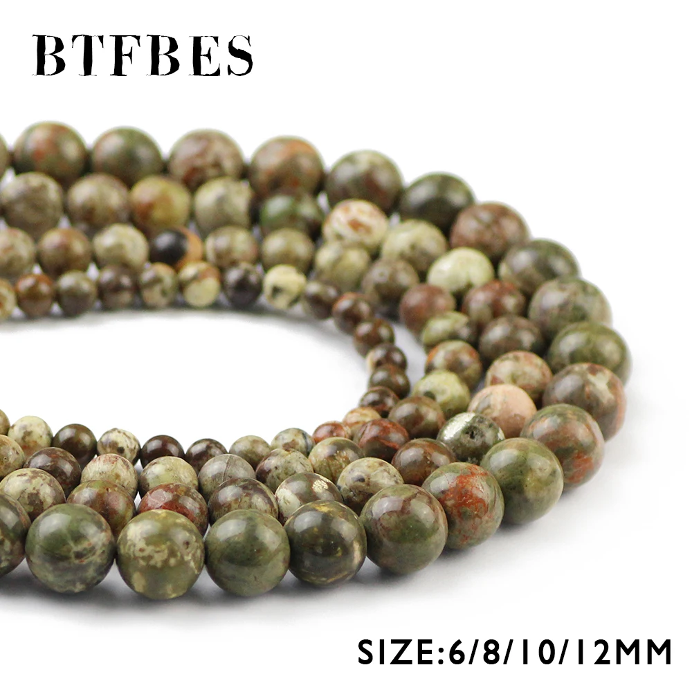 

BTFBES AAA Hight Quality Natural Ocean Stone Ore beads 6/8/10/12MM Round Loose Beads For Jewelry Bracelet Accessories Making DIY