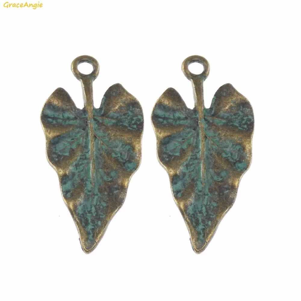 

GraceAngie 20PCS Vintage Style Leaf Bronze Tone Patina Alloy Pendant Charms Necklace Bracelet Handmade Finding Jewelry Accessory