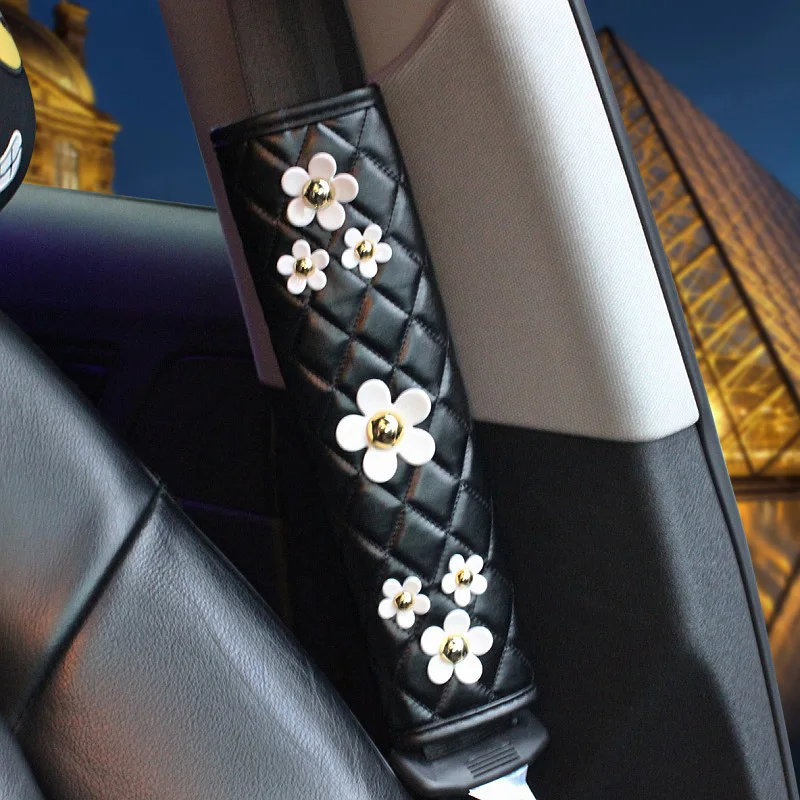 Cute-Daisy-Flower-Premium-Leather-Handbrake-Sleeve-Women-Gear-Shift-Cover-Car-Styling-4