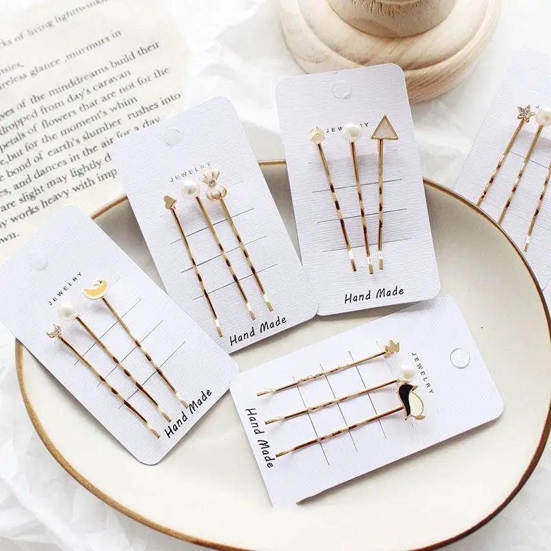 

1SET Metal Heart Bowknot Hair Accessories Geometric Irregular Gold Color Hair Clip Imitiation Pearl Hairpin Barrettes Hairgrip