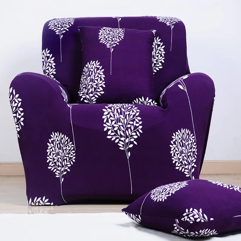Purple Tree Arm Sofa Chair Cover Spandex Elastic Stretch