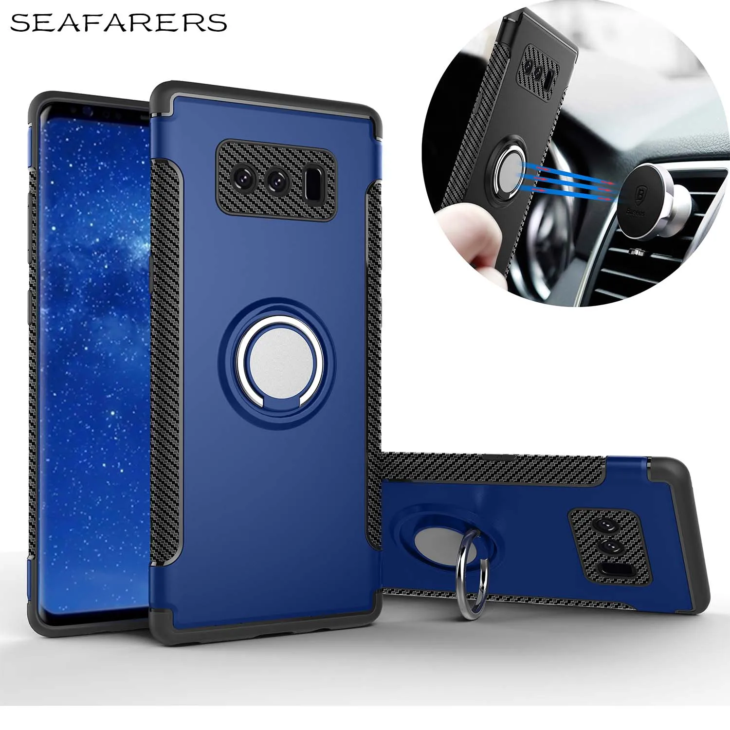 Phone Cases For Samsung Galaxy Note8 N950F N950FD Case Cover Car Holder Magnetic Suction Ring Bracket Shockproof Rugged Armor bq |