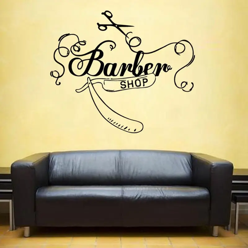 

DCTAL Barber Shop Sticker Name Chop Bread Decal Haircut Posters Vinyl Wall Art Decals Decor Windows Decoration Mural