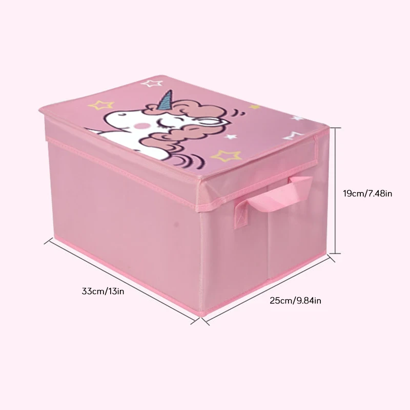Детский милый ящик для хранения игрушек Мультфильм Единорог органайзер для хранения игрушек книга канцелярские принадлежности Одежда спальня складные ящики для хранения