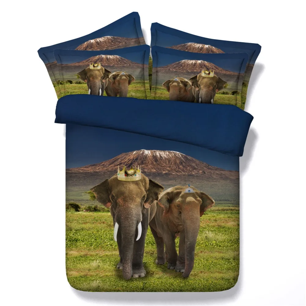 Super King size bedding set elephant duvet cover for kids adults 4pcs