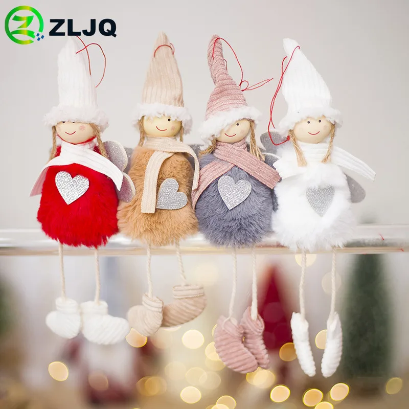 ZLJQ 2019 New Year Cute Angel Plush Doll Pendant Christmas Decorations for Home Navidad Kids Gift Xmas Tree Hanging Ornaments 7J | Дом и сад
