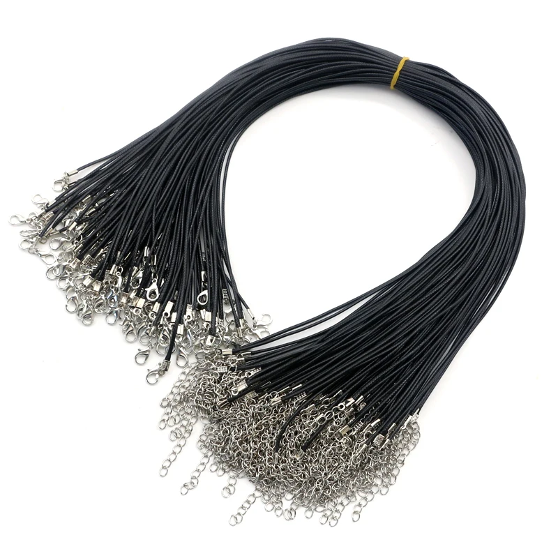 

45cm Black Necklace String 2mm Piece/Lots +5cm Extender Chain with Lobster Clasp DIY Free Shipping Dropshipping