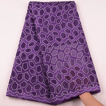 

Purple African Lace Fabric High Quality Swiss Voile Lace In Switzerland Latest Swiss Cotton Lace Fabric For Nigerian Dress F1616