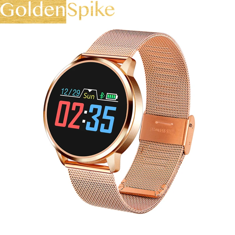 GOLDENSPIKE Q8 Смарт-часы OLED цветной экран Smartwatch модный фитнес-трекер монитор сердечного ритма для xiaomi huawei iphone