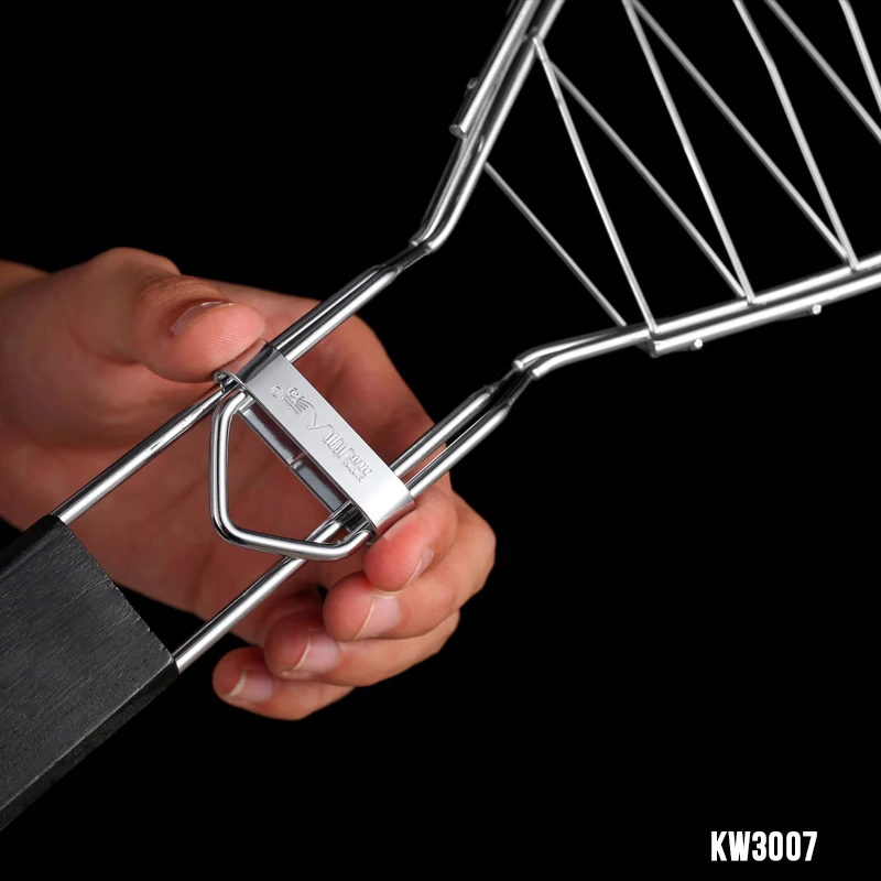 Hot selling 1 pcs Durable One Fish Grilling Basket w/ Black Wood Handle Fish Grill Rack BBQ Grill Basket for Single KW3007
